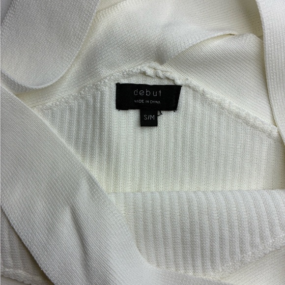 Debut Women’s White Ribbed Cross-Strap Crop Top Size Small - Picture 7 of 8